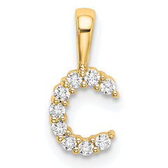 14k 1/10 carat Lab Grown Diamond VS/SI+ G+ Complete Letter C Initial Pendant