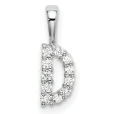 14k White Gold 1/10 carat Lab Grown Diamond VS/SI+ G+ Complete Letter D Initial Pendant