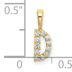 14k 1/10 carat Lab Grown Diamond VS/SI+ G+ Complete Letter D Initial Pendant