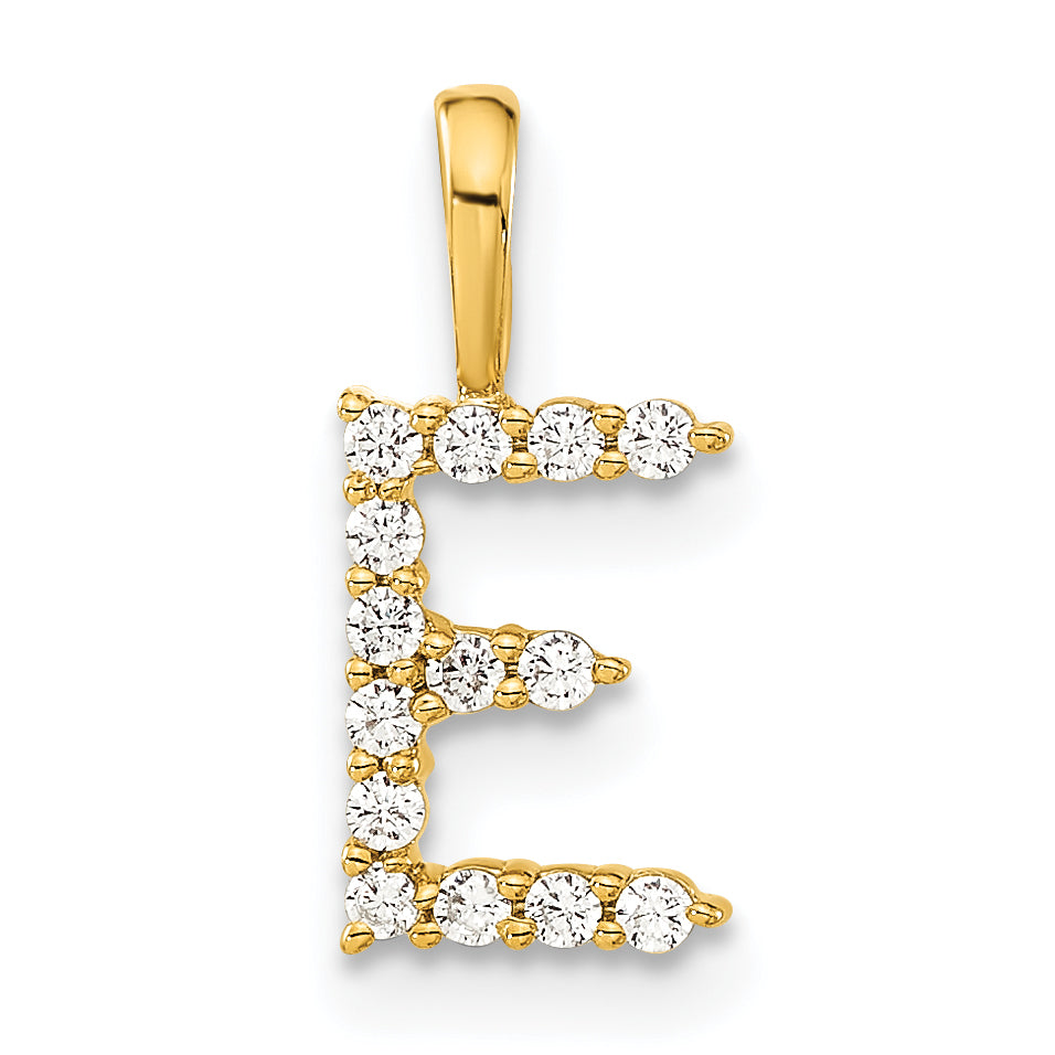 14k 1/8 carat Lab Grown Diamond VS/SI+ G+ Complete Letter E Initial Pendant