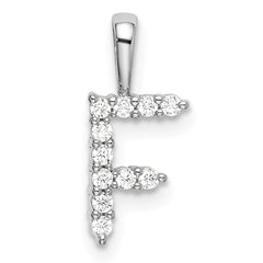 14k White Gold 1/8 carat Lab Grown Diamond VS/SI+ G+ Complete Letter F Initial Pendant