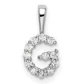 14k White Gold 1/8 carat Lab Grown Diamond VS/SI+ G+ Complete Letter G Intitial Pendant