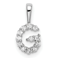 14k White Gold 1/8 carat Lab Grown Diamond VS/SI+ G+ Complete Letter G Intitial Pendant