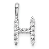 14k White Gold 1/6 carat Lab Grown Diamond VS/SI+ G+ Complete Letter H Initial Pendant