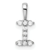 14k White Gold 1/10 carat Lab Grown Diamond VS/SI+ G+ Complete Letter I Initial Pendant
