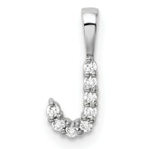 14k White Gold 1/10 carat Lab Grown Diamond VS/SI+ G+ Complete Letter J Initial Pendant