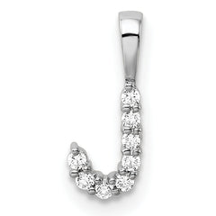 14k White Gold 1/10 carat Lab Grown Diamond VS/SI+ G+ Complete Letter J Initial Pendant