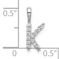 14k White Gold 1/8 carat Lab Grown Diamond VS/SI+ G+ Complete Letter K Initial Pendant