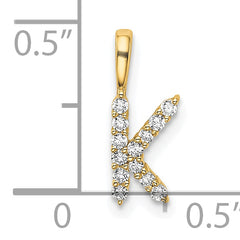 14k 1/8 carat Lab Grown Diamond VS/SI+ G+ Complete Letter K Initial Pendant