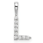 14k White Gold 1/10 carat Lab Grown Diamond VS/SI+ G+ Complete Letter L Initial Pendant