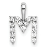 14k White Gold 1/6 carat Lab Grown Diamond VS/SI+ G+ Complete Letter M Initial Pendant