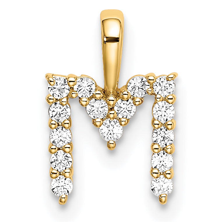 14k 1/6 carat Lab Grown Diamond VS/SI+ G+ Complete Letter M Initial Pendant