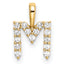 14k 1/6 carat Lab Grown Diamond VS/SI+ G+ Complete Letter M Initial Pendant