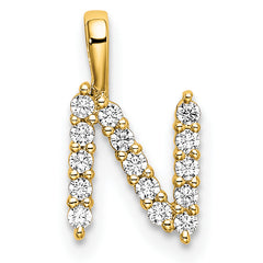 14k 1/6 carat Lab Grown Diamond VS/SI+ G+ Complete Letter N Initial Pendant