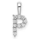 14k White Gold 1/10 carat Lab Grown Diamond VS/SI+ G+ Complete Letter P Initial Pendant