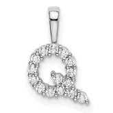 14k White Gold 1/6 carat Lab Grown Diamond VS/SI+ G+ Complete Letter Q Initial Pendant
