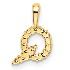 14k 1/6 carat Lab Grown Diamond VS/SI+ G+ Complete Letter Q Initial Pendant