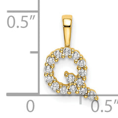 14k 1/6 carat Lab Grown Diamond VS/SI+ G+ Complete Letter Q Initial Pendant