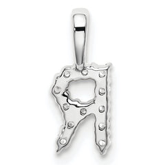14k White Gold 1/8 carat Lab Grown Diamond VS/SI+ G+ Complete Letter R Initial Pendant