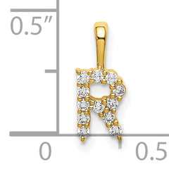14k 1/8 carat Lab Grown Diamond VS/SI+ G+ Complete Letter R Initial Pendant