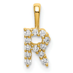 14k 1/8 carat Lab Grown Diamond VS/SI+ G+ Complete Letter R Initial Pendant