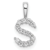 14k White Gold 1/8 carat Lab Grown Diamond VS/SI+ G+ Complete Letter S Initial Pendant