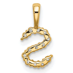 14k 1/8 carat Lab Grown Diamond VS/SI+ G+ Complete Letter S Initial Pendant
