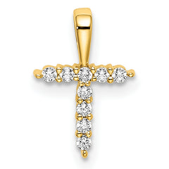 14k 1/10 carat Lab Grown Diamond VS/SI+ G+ Complete Letter T Initial Pendant