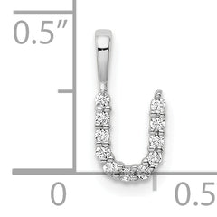 14k White Gold 1/8 carat Lab Grown Diamond VS/SI+ G+ Complete Letter U Initial Pendant