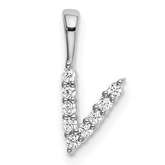 14k White Gold 1/10 carat Lab Grown Diamond VS/SI+ G+ Complete Letter V Initial Pendant
