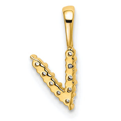 14k 1/10 carat Lab Grown Diamond VS/SI+ G+ Complete Letter V Initial Pendant