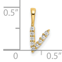 14k 1/10 carat Lab Grown Diamond VS/SI+ G+ Complete Letter V Initial Pendant