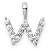 14k White Gold 1/6 carat Lab Grown Diamond VS/SI+ G+ Complete Letter W Initial Pendant