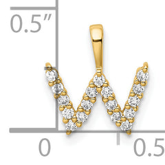 14k 1/6 carat Lab Grown Diamond VS/SI+ G+ Complete Letter W Initial Pendant