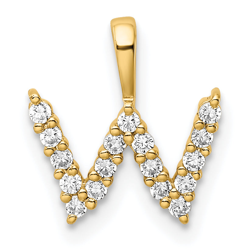 14k 1/6 carat Lab Grown Diamond VS/SI+ G+ Complete Letter W Initial Pendant