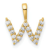 14k 1/6 carat Lab Grown Diamond VS/SI+ G+ Complete Letter W Initial Pendant
