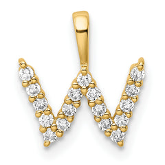 14k 1/6 carat Lab Grown Diamond VS/SI+ G+ Complete Letter W Initial Pendant