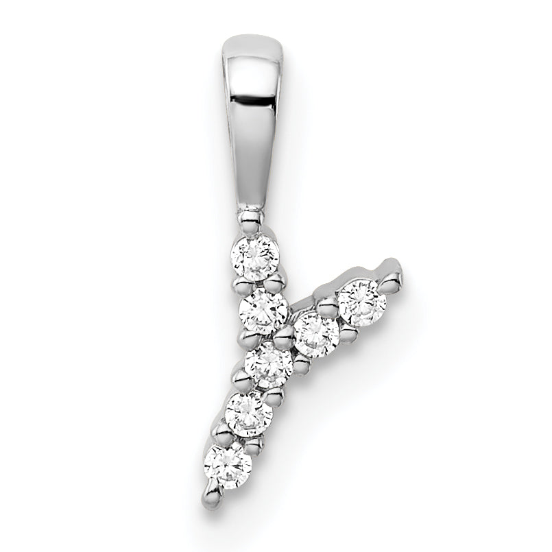 14k White Gold 1/15 carat Lab Grown Diamond VS/SI+ G+ Complete Letter Y Initial Pendant