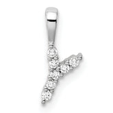14k White Gold 1/15 carat Lab Grown Diamond VS/SI+ G+ Complete Letter Y Initial Pendant