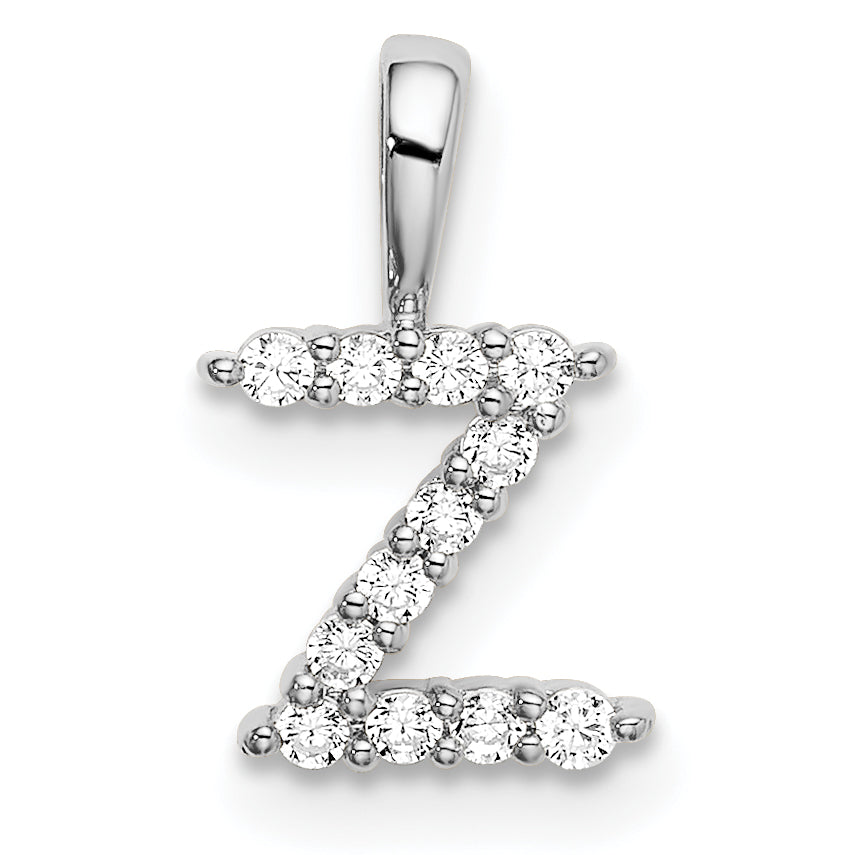 14k White Gold 1/8 carat Lab Grown Diamond VS/SI+ G+ Complete Letter Z Intitial Pendant