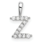 14k White Gold 1/8 carat Lab Grown Diamond VS/SI+ G+ Complete Letter Z Intitial Pendant