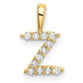 14k 1/8 carat Lab Grown Diamond VS/SI+ G+ Complete Letter Z Intitial Pendant