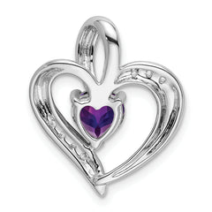 14k White Gold Amethyst and Diamond Heart Pendant