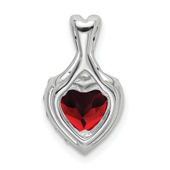 14k White Gold Garnet and Diamond Halo Heart Pendant