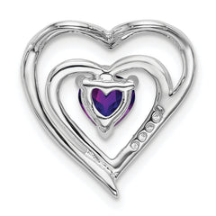 14k White Gold Amethyst and Diamond Heart Pendant
