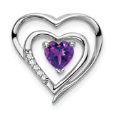 14k White Gold Amethyst and Diamond Heart Pendant