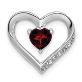 14k White Gold Garnet and Diamond Heart Pendant