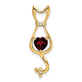 10k Garnet and Diamond Cat Pendant