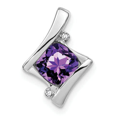10k White Gold Amethyst and Diamond Pendant