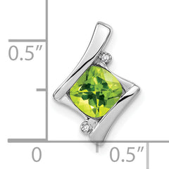 10k White Gold Peridot and Diamond Pendant